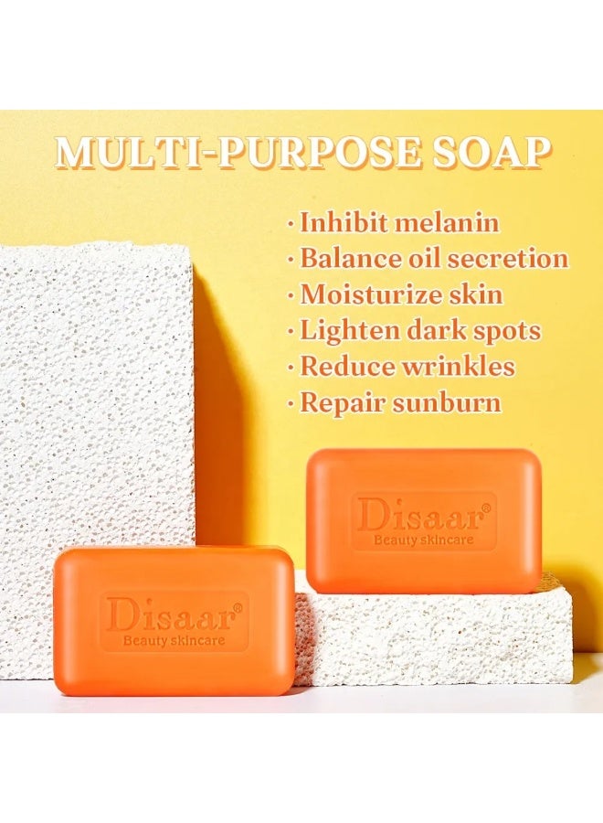 Disaar صابون تفتيح فيتامين C بوزن 100 جرام مع زيت الورد ومستخلص الكرز لتنظيف عميق وتنظيم إفراز الزيت صابون متعدد الاستخدامات يقلل التجاعيد للعناية بالبشرة صابون تفتيح فيتامين C - Image 5