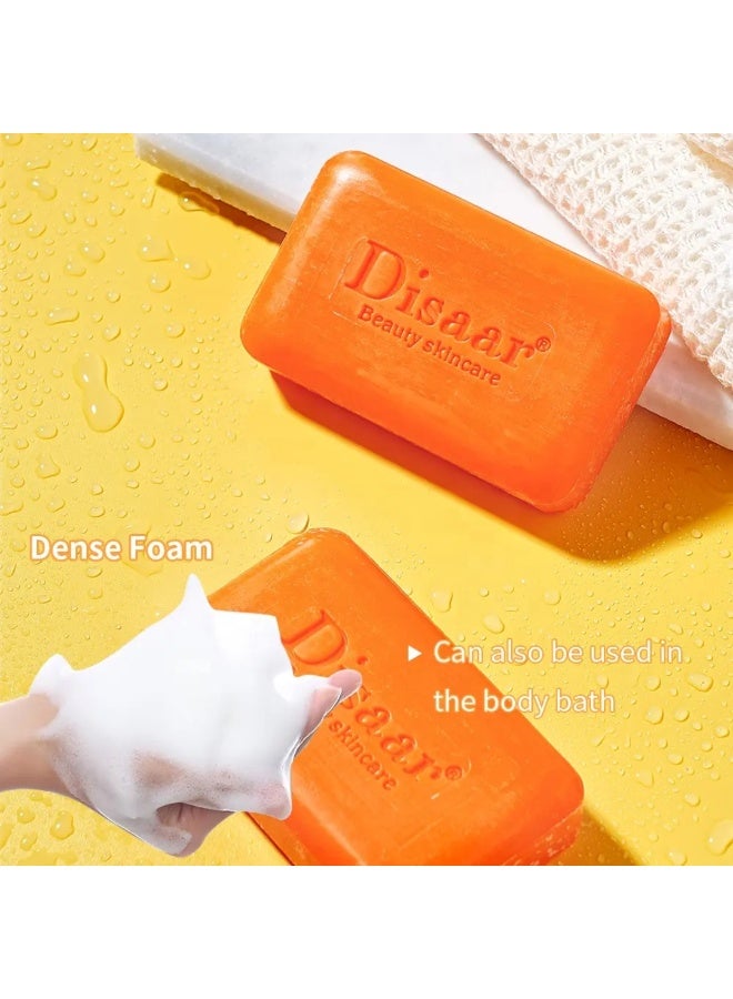 Disaar صابون تفتيح فيتامين C بوزن 100 جرام مع زيت الورد ومستخلص الكرز لتنظيف عميق وتنظيم إفراز الزيت صابون متعدد الاستخدامات يقلل التجاعيد للعناية بالبشرة صابون تفتيح فيتامين C - Image 2