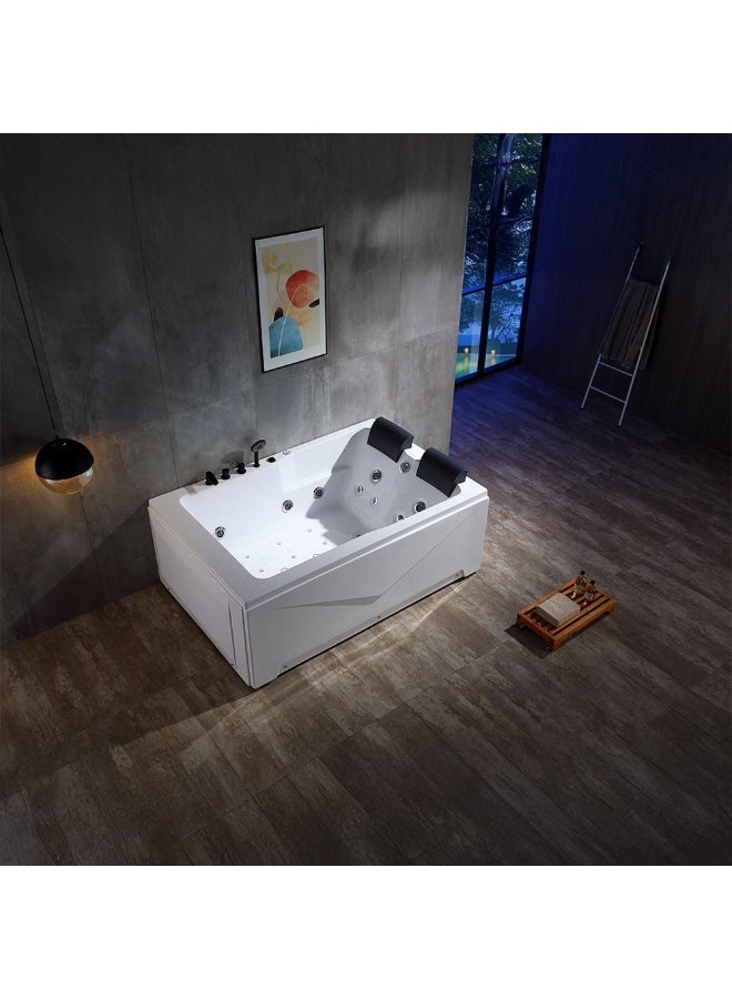 DANUBE HOME Milano Turbo Massage Bathtub â€“ Luxury Whirlpool Soaking Tub with Massage Jets | Modern Acrylic Bathtub, Deep Soak, Relaxing Spa Experience for Bathroom L 180 x W120 x H67 W/ Matt Black Mixer - Image 1