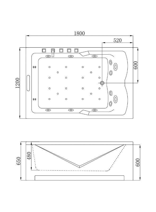 DANUBE HOME Milano Turbo Massage Bathtub â€“ Luxury Whirlpool Soaking Tub with Massage Jets | Modern Acrylic Bathtub, Deep Soak, Relaxing Spa Experience for Bathroom L 180 x W120 x H67 W/ Matt Black Mixer - Image 5