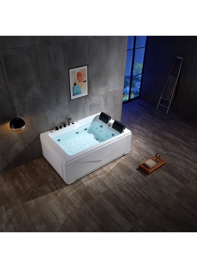 DANUBE HOME Milano Turbo Massage Bathtub â€“ Luxury Whirlpool Soaking Tub with Massage Jets | Modern Acrylic Bathtub, Deep Soak, Relaxing Spa Experience for Bathroom L 180 x W120 x H67 W/ Matt Black Mixer - Image 2