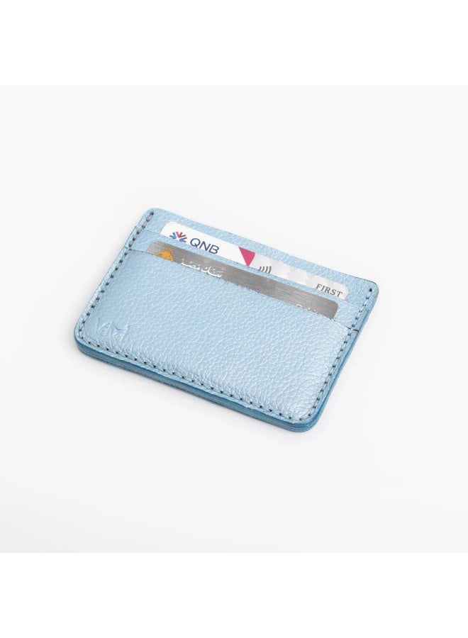 فلفيت حامل بطاقات أنيق باللون الأزرق البودري للنساء - محفظة رفيعة بسيطة بلمسة نهائية ناعمة - Image 3