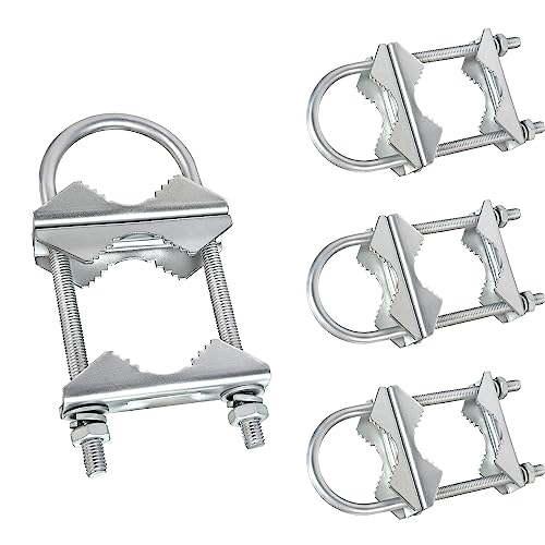 XRDS -RF Double Antenna Mast Clamp V-Jaw Bracket U Bolts Pipe Mounting Hardware Heavy Duty Mast to Mast Mount Bracket Kit for Outdoor Antenna 4 Sets - Image 1