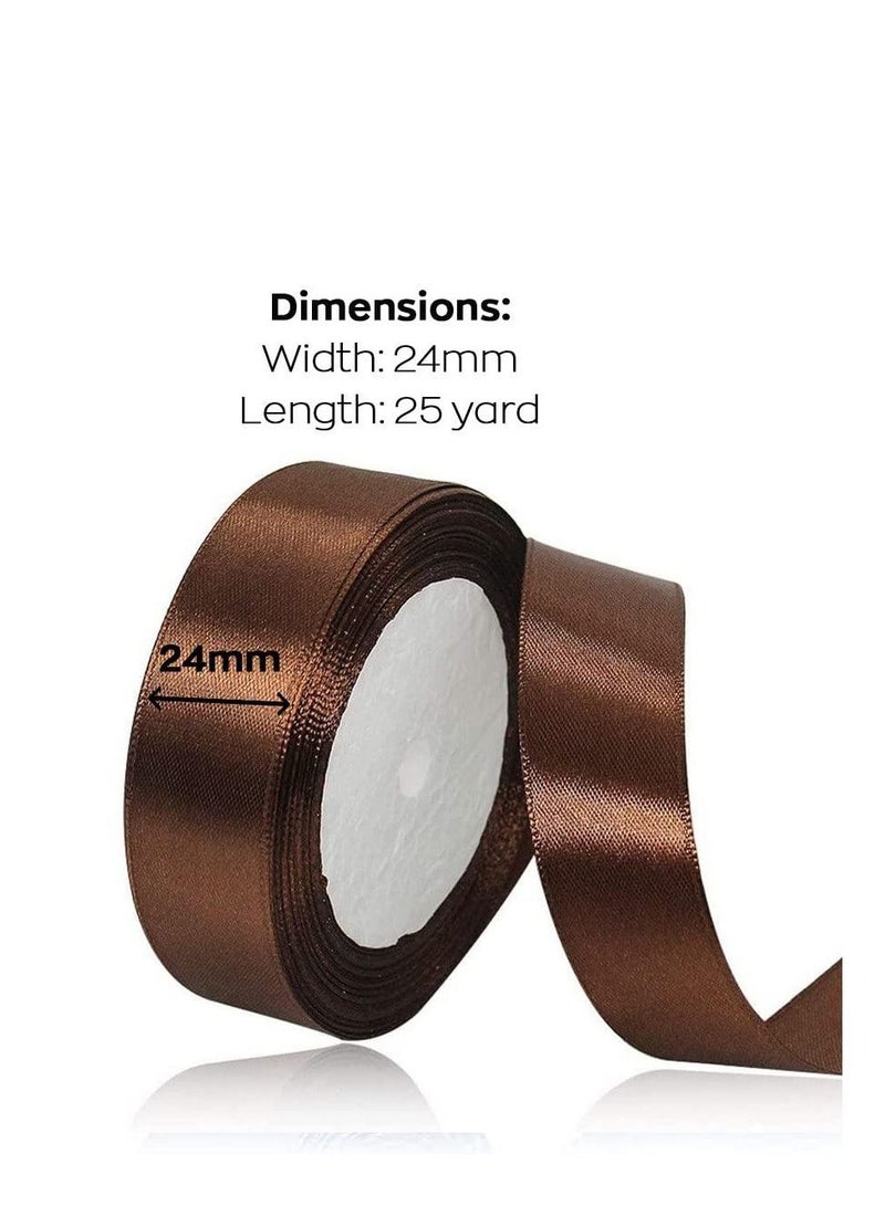 MARKQ Mocha Brown Satin Ribbon, 24mm x 25yd Fabric Polyester Ribbon for Gift Wrapping, Party Favors, Wedding Decorations, Bow Making, Bouquets, Sewing Projects & Craft Supplies - Image 2