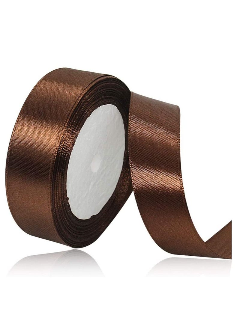 MARKQ Mocha Brown Satin Ribbon, 24mm x 25yd Fabric Polyester Ribbon for Gift Wrapping, Party Favors, Wedding Decorations, Bow Making, Bouquets, Sewing Projects & Craft Supplies - Image 1