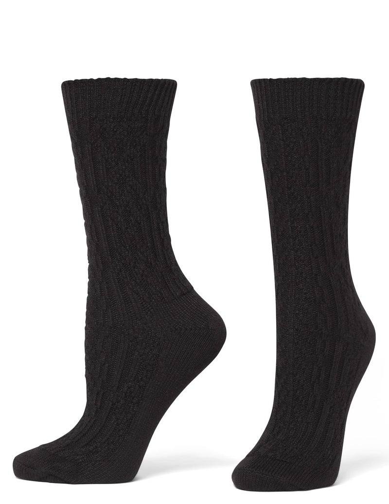 HUE Women's Crew Length Boot Socks, 2 Pair Pack, Black Cable, One Size - Image 3