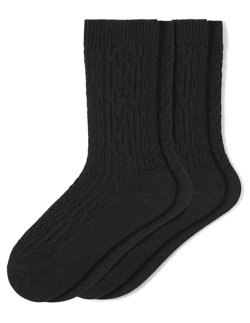HUE Women's Crew Length Boot Socks, 2 Pair Pack, Black Cable, One Size - Image 1