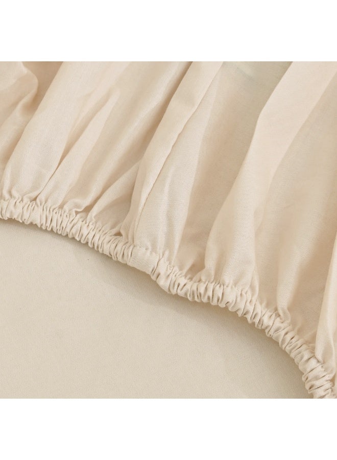 Relax Premium Luxury Bed Sheet Set – Extra Soft & Breathable & Skin-Friendly Fitted Sheet with Deep Elastic Pockets, 2 Pillowcase & 1 Fitted Sheet Included, Elegant Light Beige, 160x200 cm - Image 2