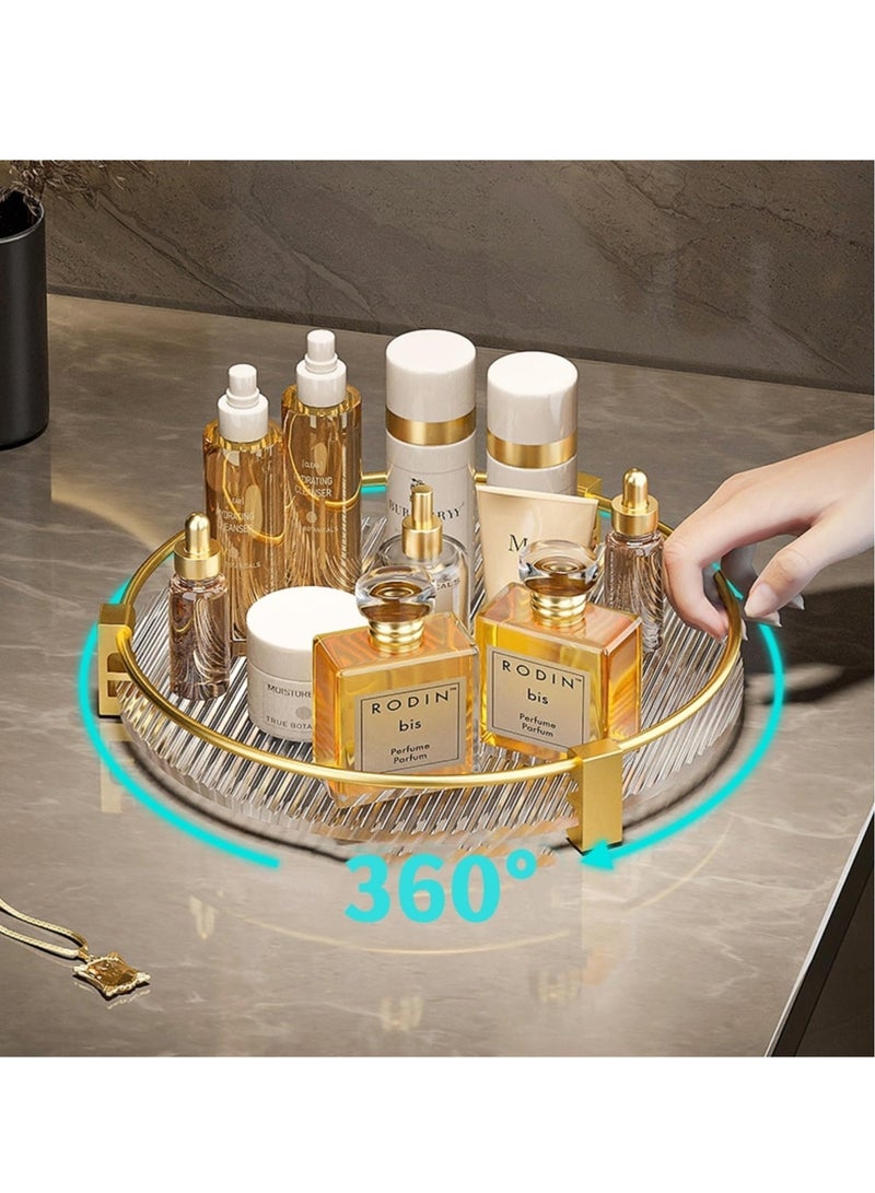 Excefore Bathroom Tray,10" Gold Rotatable Vanity Tray, Dresser Decor,Perfume Organizer,Makeup Organizer,Round Decorative Tray for Bathroom  - Image 3