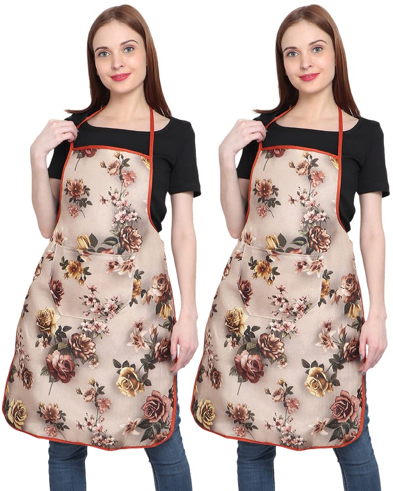 JMi Jute Fabric Apron For Women Waterproof for Home, Kitchen, Restaurant Pack of 2 (Free, Design - 2, 2) - Image 1
