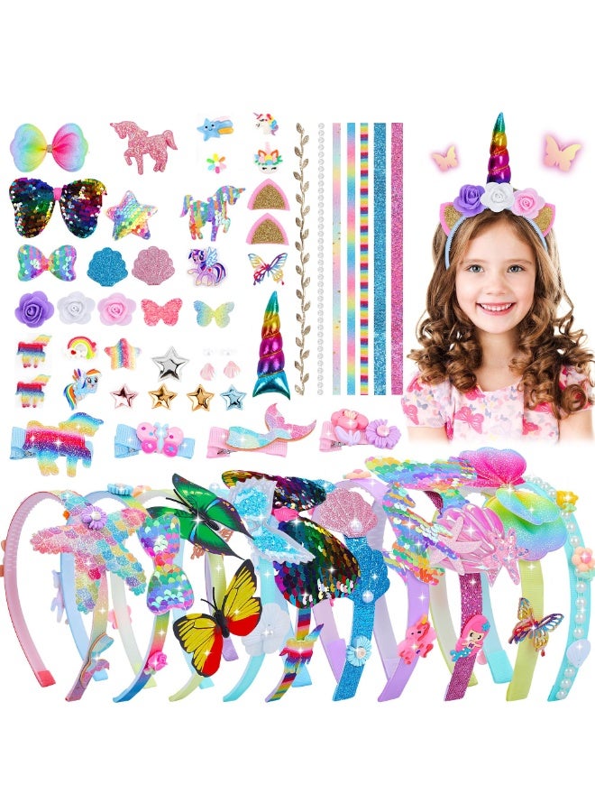 دايتويز مجموعة صنع ربطات شعر للبنات، هدايا رائعة للفتيات من عمر 6 سنوات فما فوق. إكسسوارات شعر يدوية الصنع. مجموعات فنية وحرفية للأطفال. اصنعي ربطة رأس أنيقة للفتيات من عمر 6، 7، 8-10 سنوات. - Image 1