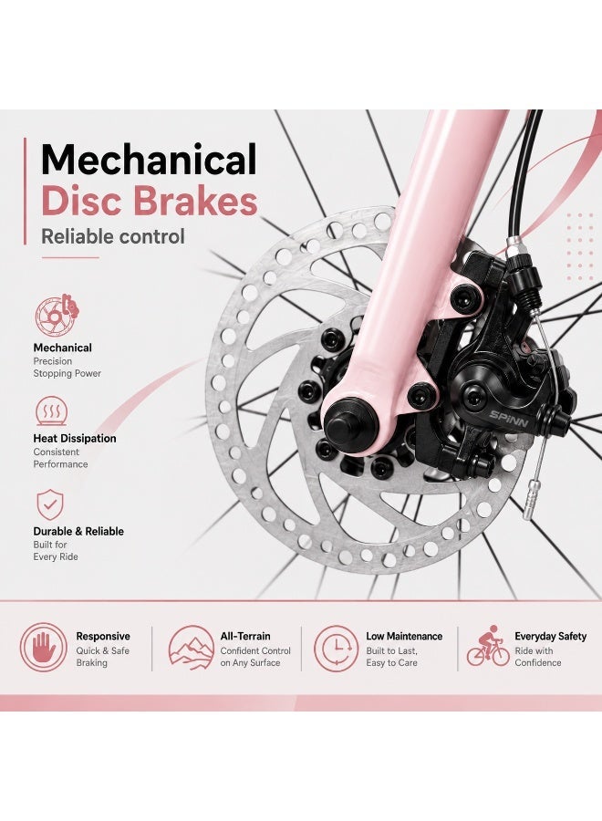 SPINN Fun 8D 24-Inch  Kids & Teens | 24-Inch Wheel Size | Adjustable Seat | 8-Speed Disc Brake | Jet Pink - Image 5