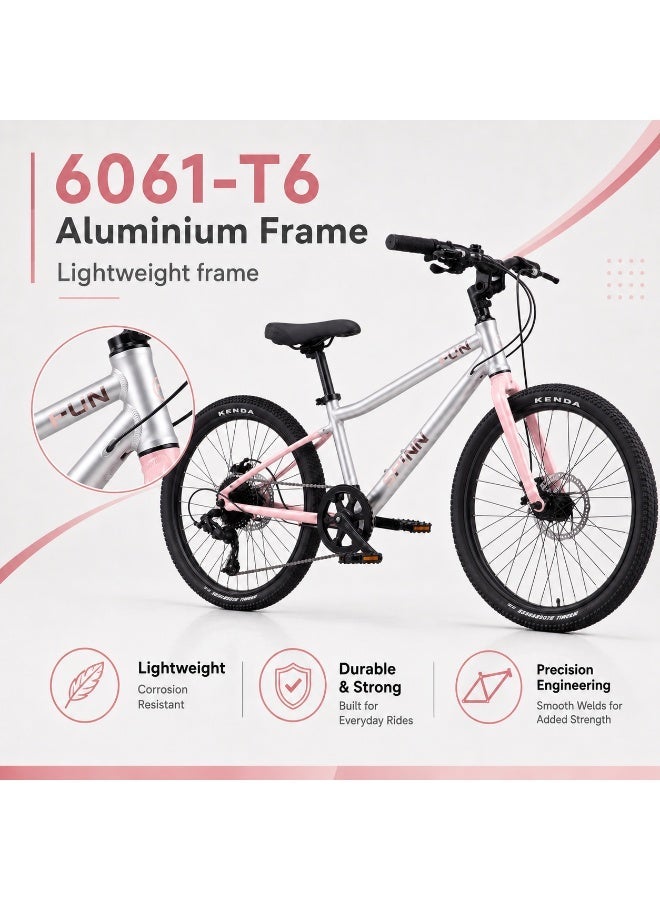 SPINN Fun 8D 24-Inch  Kids & Teens | 24-Inch Wheel Size | Adjustable Seat | 8-Speed Disc Brake | Jet Pink - Image 3