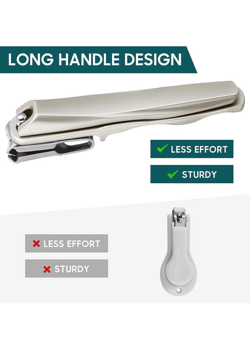 Nail Clippers for Seniors 360 Degree Rotary Fingernail and Toenail Clippers with Long Handle Ultra Sharp Sturdy Stainless Steel Heavy Duty Large Toe Nail Clippers for Thick Nails Built-in Nail File