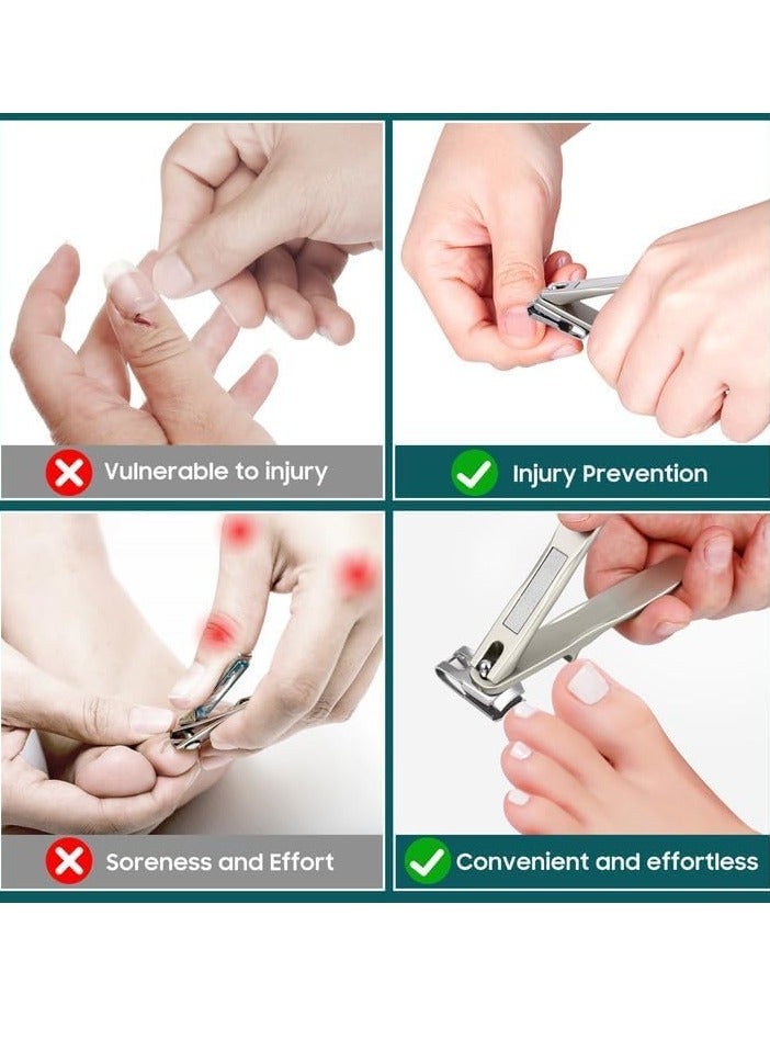Nail Clippers for Seniors 360 Degree Rotary Fingernail and Toenail Clippers with Long Handle Ultra Sharp Sturdy Stainless Steel Heavy Duty Large Toe Nail Clippers for Thick Nails Built-in Nail File