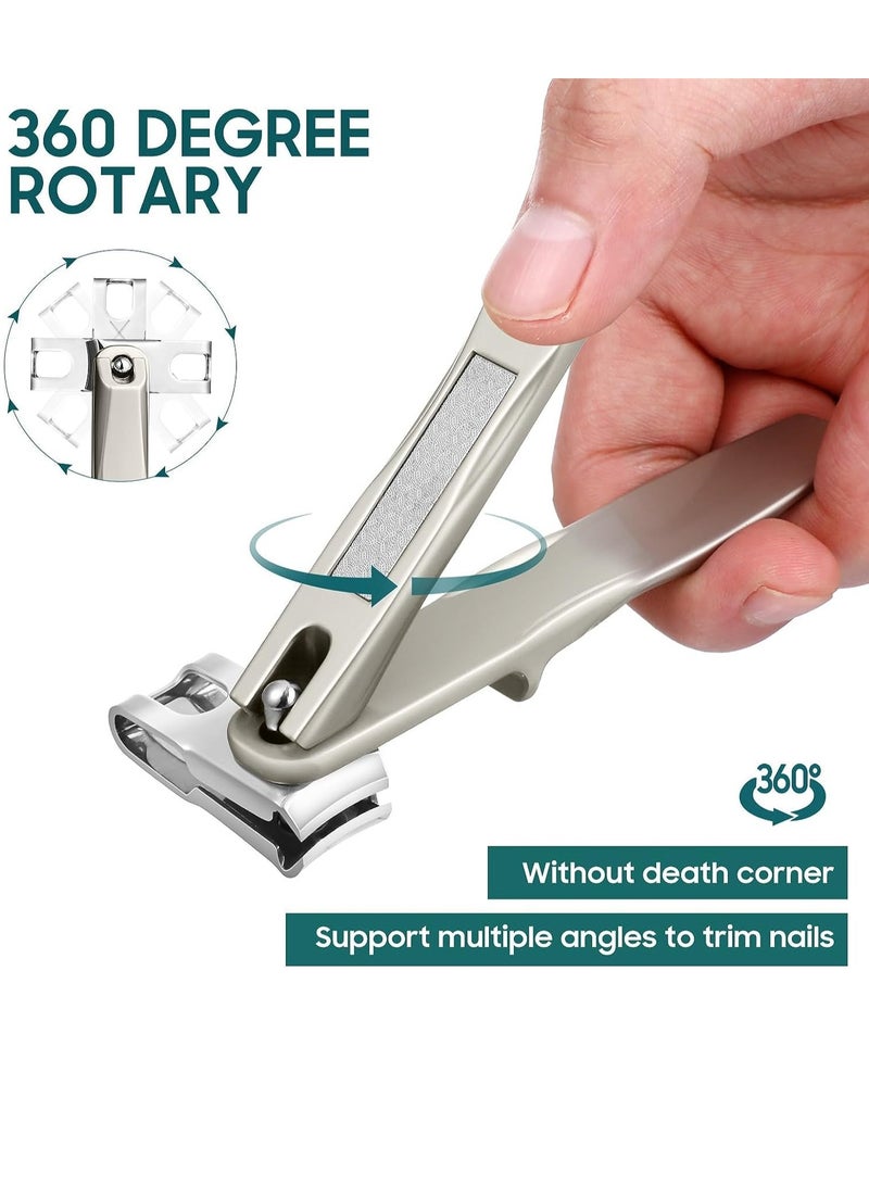 Nail Clippers for Seniors 360 Degree Rotary Fingernail and Toenail Clippers with Long Handle Ultra Sharp Sturdy Stainless Steel Heavy Duty Large Toe Nail Clippers for Thick Nails Built-in Nail File