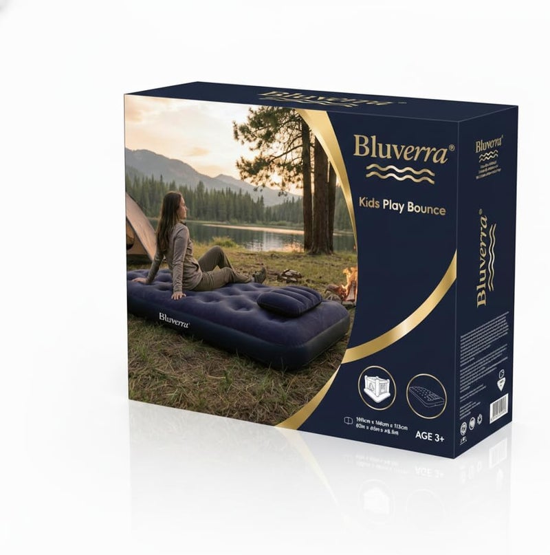 Twin Flocked Air Mattress with Pillow and Air Pump, 191x99x22 cm, - Image 1