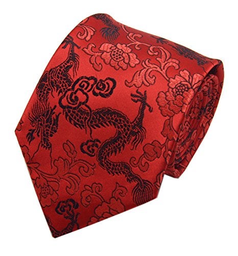 Secdtie Men's Red Black Ties Dragon Woven Necktie Birthdays Gift for Big Boys Boyfriends - Image 5