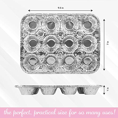 PLASTICPRO Aluminum Foil Muffin Pans Reusable and Disposable Holds 12 Mini CupcakesMuffin foil Pan Pack of 50 - Image 3