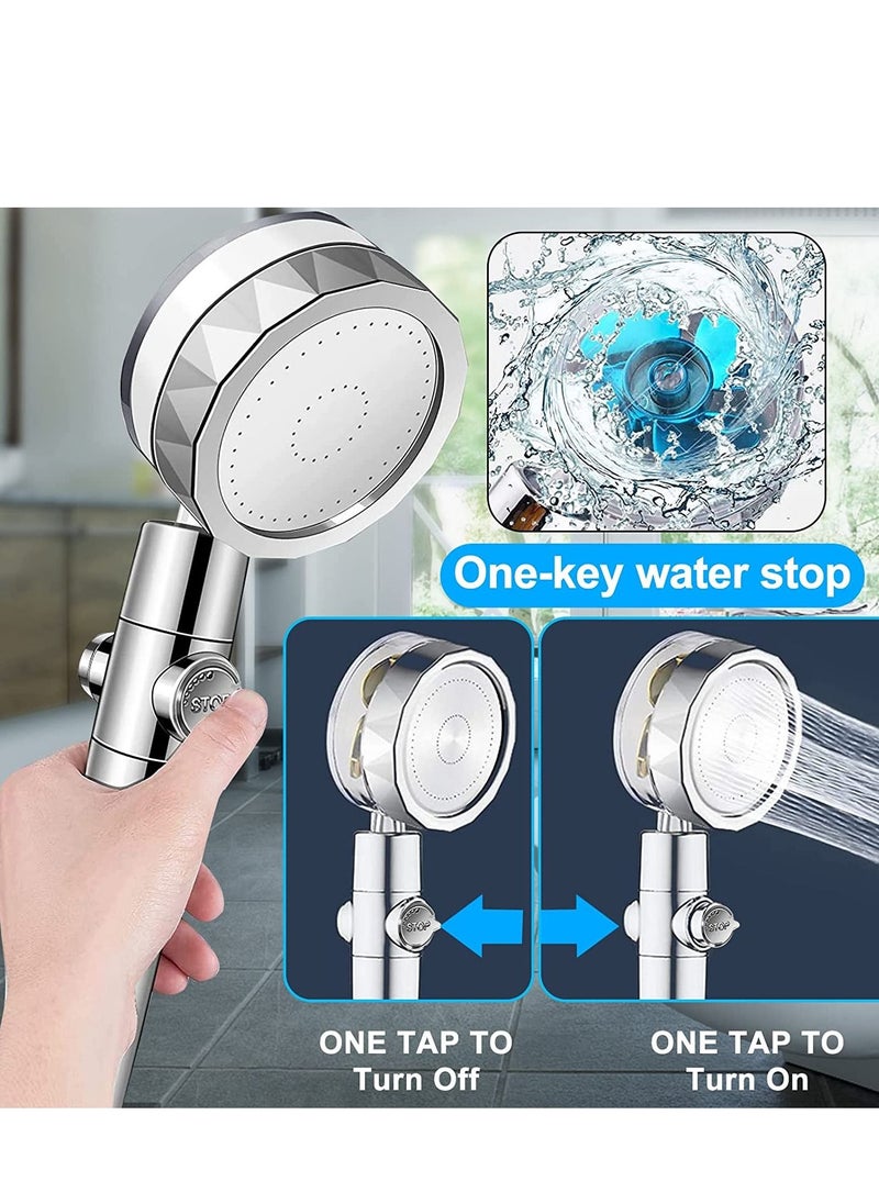 Generic - Handheld Shower Head, High Pressure Shower Heads Turbo Fan 360 Degrees Rotating, Hydro Jet Shower Head with 3 Filters Turbocharged Showerhead (Blue) - Image 1