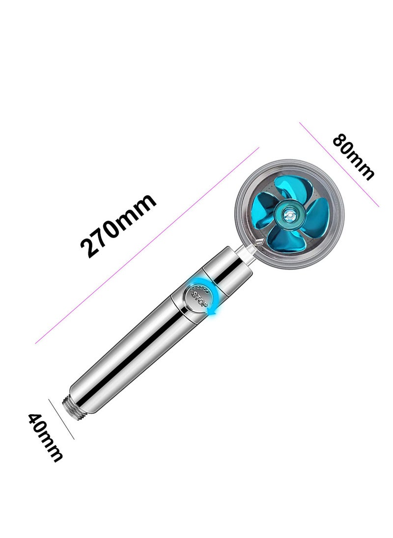 Generic - Handheld Shower Head, High Pressure Shower Heads Turbo Fan 360 Degrees Rotating, Hydro Jet Shower Head with 3 Filters Turbocharged Showerhead (Blue) - Image 1