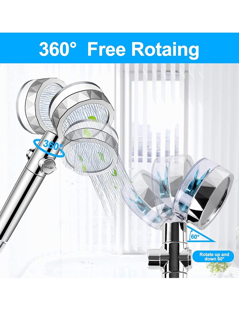Generic - Handheld Shower Head, High Pressure Shower Heads Turbo Fan 360 Degrees Rotating, Hydro Jet Shower Head with 3 Filters Turbocharged Showerhead (Blue) - Image 1