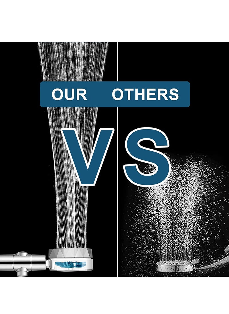 Generic - Handheld Shower Head, High Pressure Shower Heads Turbo Fan 360 Degrees Rotating, Hydro Jet Shower Head with 3 Filters Turbocharged Showerhead (Blue) - Image 1