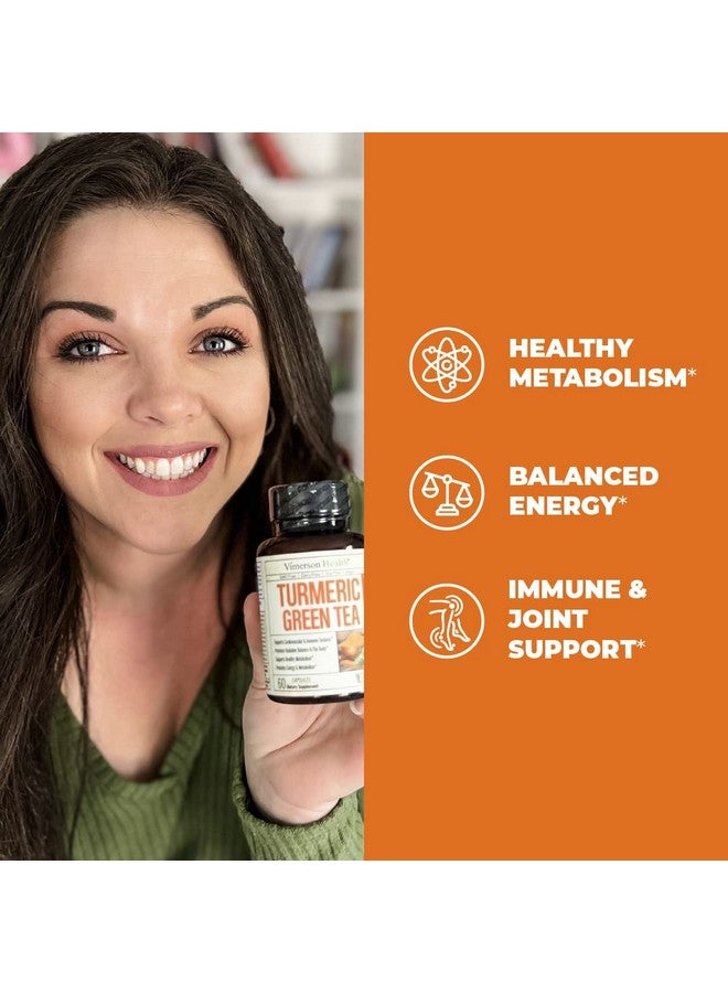 Vimerson Health Green Tea Extract With Turmeric Curcumin Black Pepper & Vitamin C Vegan Immune Support Supplement With Organic Tumeric & Bioperine Aids Metabolism Stamina Energy Joint & Cardiovascular Health - Image 3