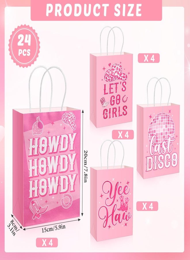 Tenceur 24 Pcs Pink Cowgirl Party Favors Bags Let's Go Girls Gift Paper Bag for Christmas Birthday Wedding Last Rodeo Bachelorette Party Decorations, 5.9 x 3.1 x 7.8 Inches - Image 2