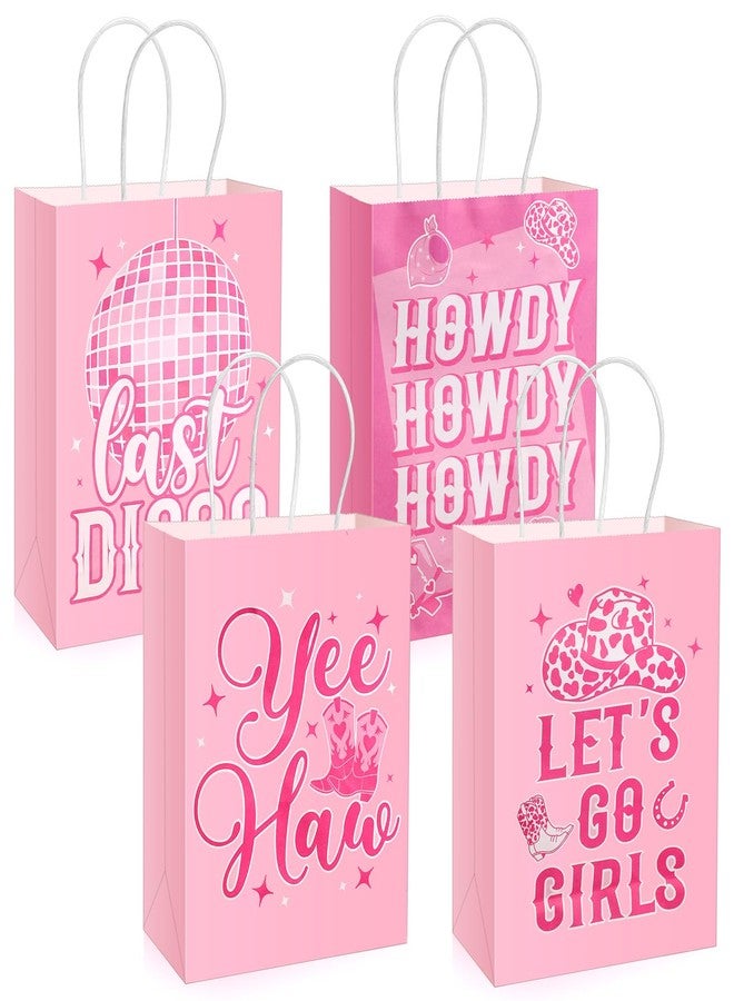 Tenceur 24 Pcs Pink Cowgirl Party Favors Bags Let's Go Girls Gift Paper Bag for Christmas Birthday Wedding Last Rodeo Bachelorette Party Decorations, 5.9 x 3.1 x 7.8 Inches - Image 1