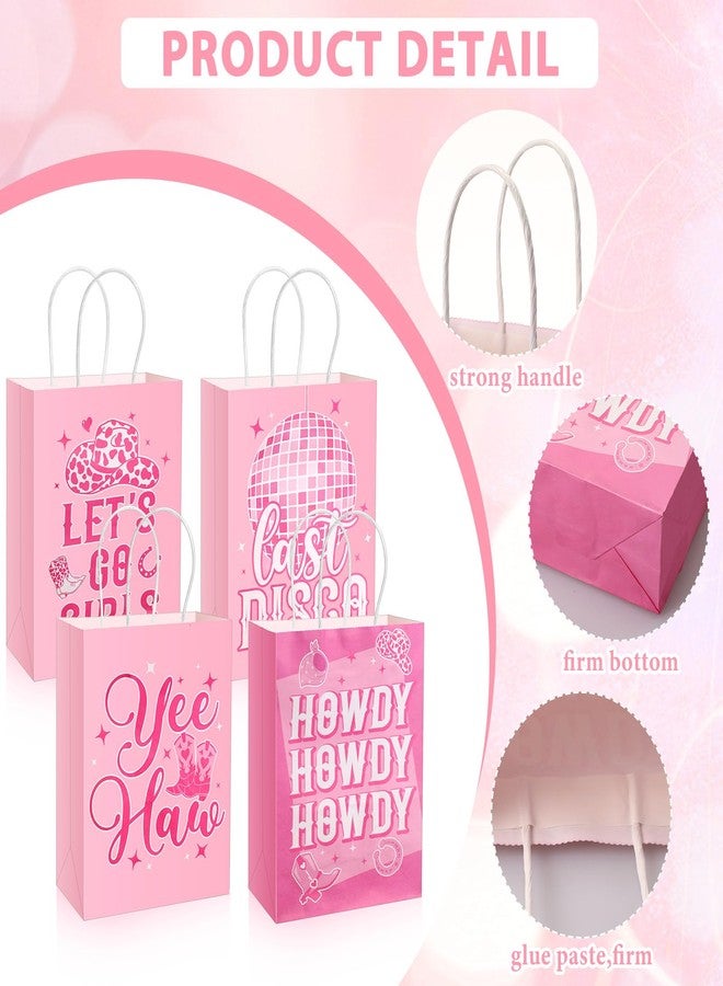 Tenceur 24 Pcs Pink Cowgirl Party Favors Bags Let's Go Girls Gift Paper Bag for Christmas Birthday Wedding Last Rodeo Bachelorette Party Decorations, 5.9 x 3.1 x 7.8 Inches - Image 3