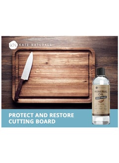 Kate Naturals Mineral Oil for Wood Cutting Board Oil, Butcher Block, and Knife. Food Grade Mineral Oil for Wooden Cutting Board (8oz, Food Safe Oil) Brand: Kate Naturals  - Image 4