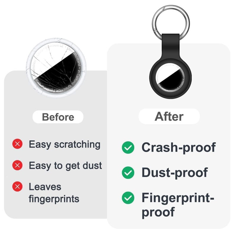 Linsaner 1|2|4 Pack Holder for AirTag 2nd Gen (2026) & 1st Gen, Silicone Case Keychain Key Ring, Protective Cover for Apple for Air Tags, GPS Finder Accessories for Bags, Pets, Kids, Luggages, Black - Image 5