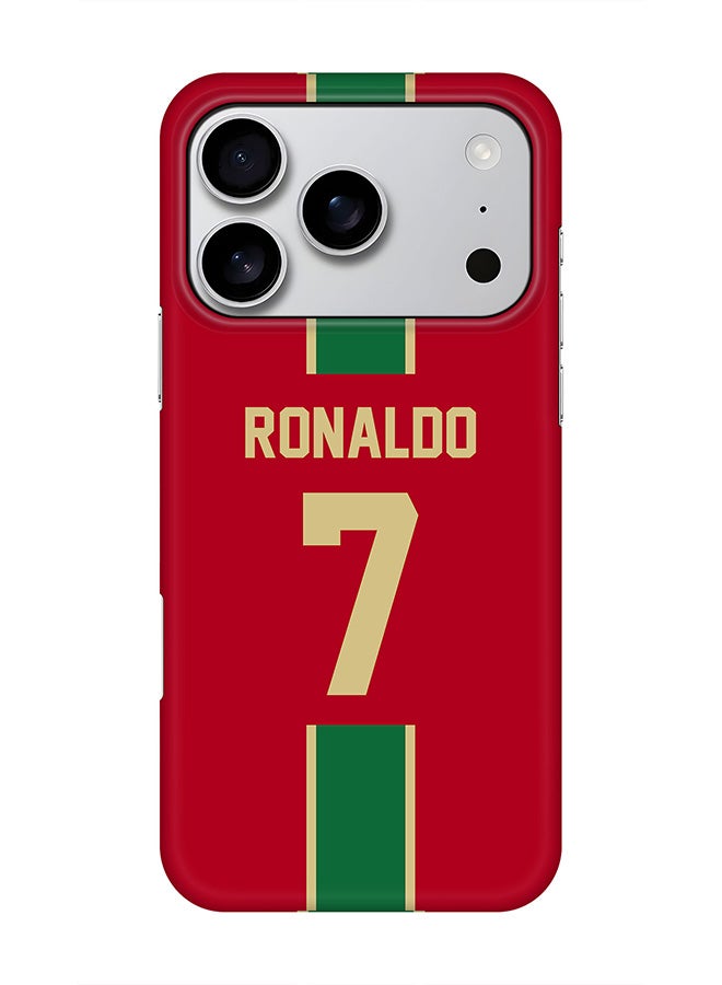 غطاء آيفون 17 برو، [متوافق مع MagSafe] غطاء مغناطيسي نحيف الحماية غير اللامع، - كرة القدم - البرتغال، رونالدو