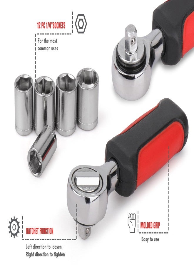 Apollo Tools 13-piece ¼ Inch Drive Metric Socket Set, Includes ¼ Inch Easy Reverse-Switch Ratchet Handle and 12 Most-Used Sockets in Compact, Clear Lid Case- DT5023 - Image 3