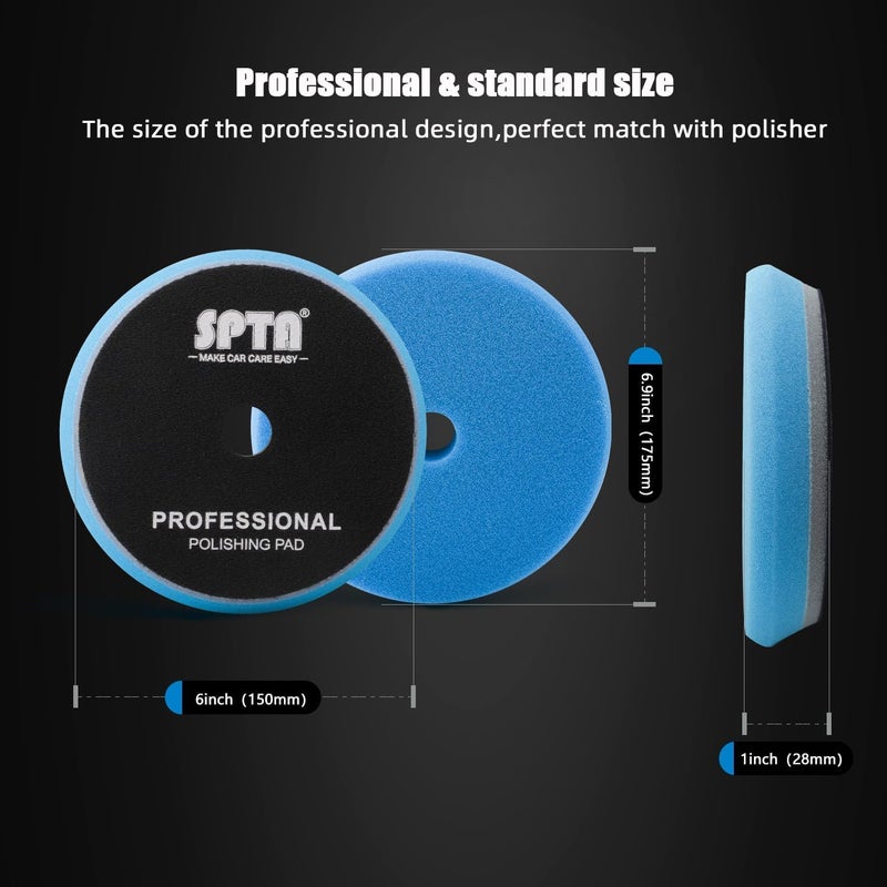 SPTA HD Buffing Polishing Pads, 6 Inch Orbital Buffer Pads Hook and Loop Buffing Pads, Foam Polish Pad 5 Grits from Coarse to Fine for 6 Inch DA Rotary Polisher Compounding, Polishing and Waxing - Image 5