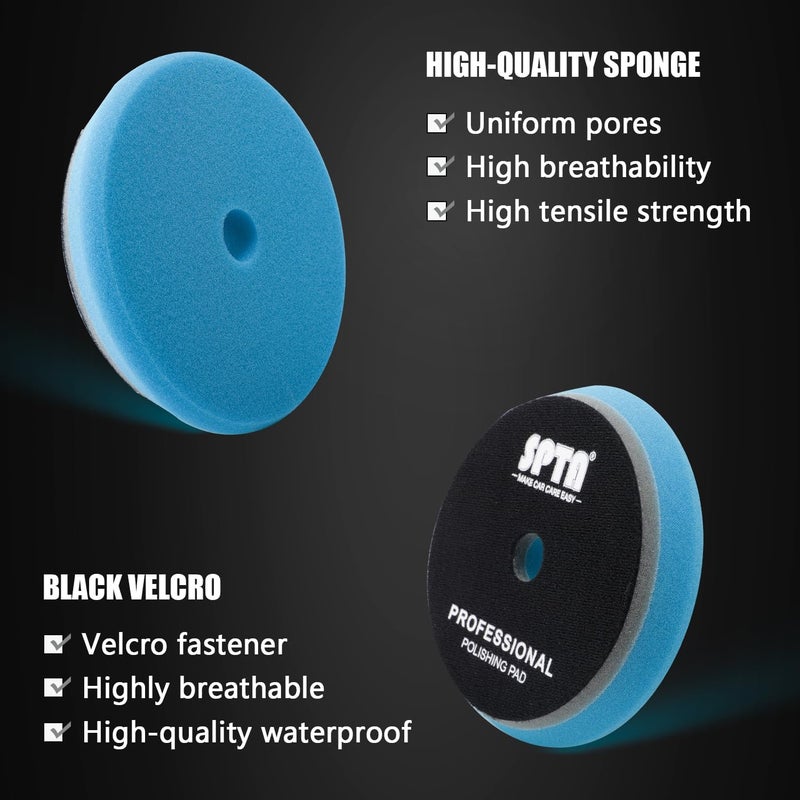 SPTA HD Buffing Polishing Pads, 6 Inch Orbital Buffer Pads Hook and Loop Buffing Pads, Foam Polish Pad 5 Grits from Coarse to Fine for 6 Inch DA Rotary Polisher Compounding, Polishing and Waxing - Image 3