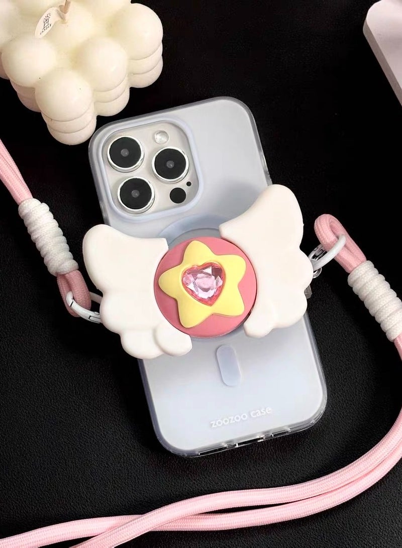 Paraphrase Cute Sailor Moon Style Phone Clip with Strap – Magical Girl Crossbody Holder, Unique and Adorable Design - Image 1