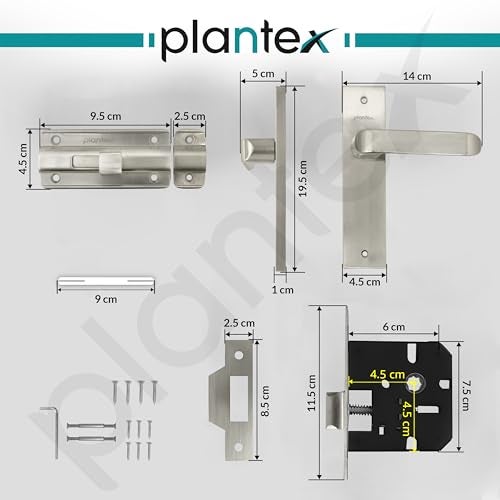 Plantex Heavy Duty Bathroom Door Lock/Mortise 8inch Keyless Plate Handle Set for Home/Bathroom/Store Room/Balcony/Office with Baby Latch (8110, Matt) - Image 5