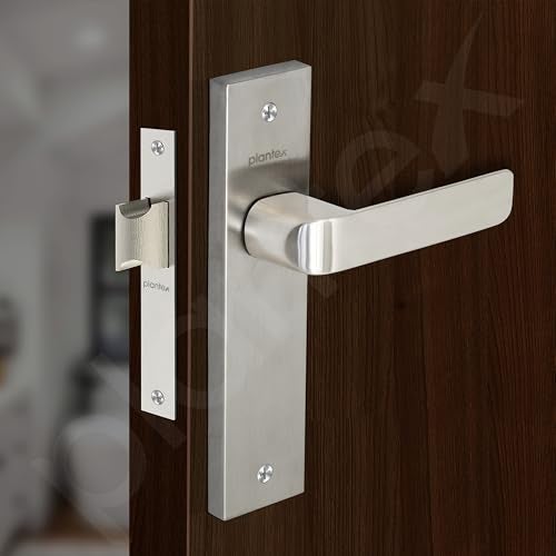 Plantex Heavy Duty Bathroom Door Lock/Mortise 8inch Keyless Plate Handle Set for Home/Bathroom/Store Room/Balcony/Office with Baby Latch (8110, Matt) - Image 4