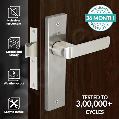 Plantex Heavy Duty Bathroom Door Lock/Mortise 8inch Keyless Plate Handle Set for Home/Bathroom/Store Room/Balcony/Office with Baby Latch (8110, Matt) - Image 2