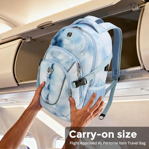 Swissdigital Laptop Backpack with USB Charging Port, Travel Backpack Fits 15.6 inches Computer, 31L Backpack for Men, Polka Blue | SD803-105 - Image 3