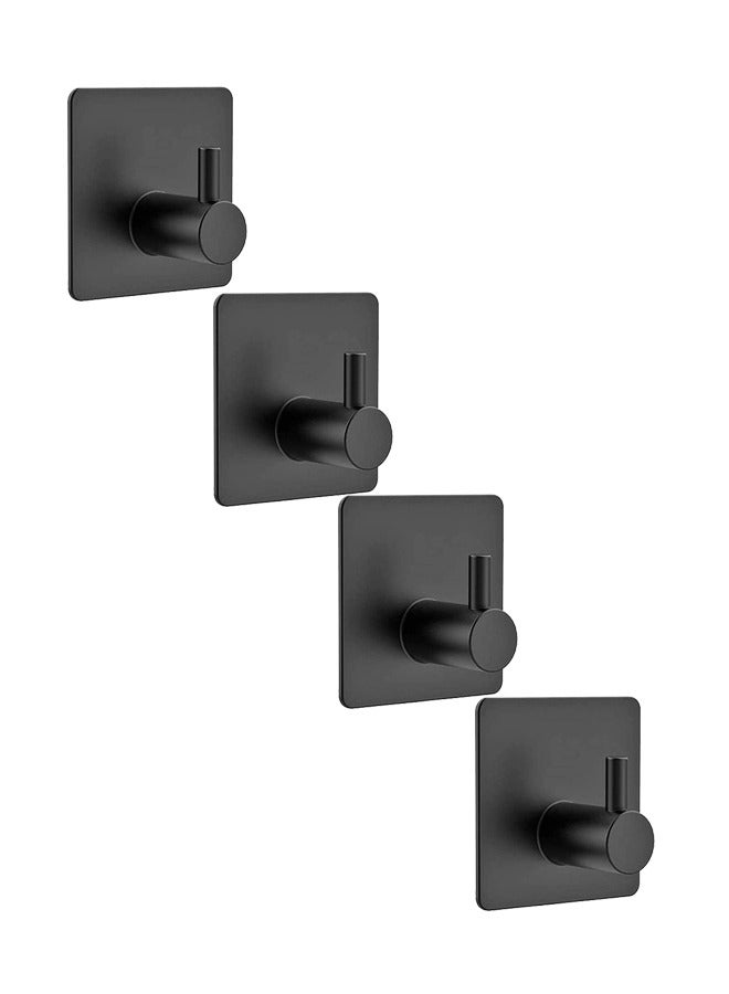 4 Pieces Coat Hooks 304 Stainless Steel Waterproof Hooks Hat Rack Robe Hook Wall Hooks Black - Image 1