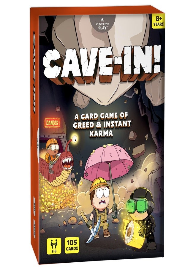 Clever Fox Play Cave-in – The Wildly Hilarious Push-Your-Luck Card Game Where Greed Meets Disaster – Action-Packed Sabotage Party Game for Families, Kids, Teens & Adults, 2–5 Players - Image 1