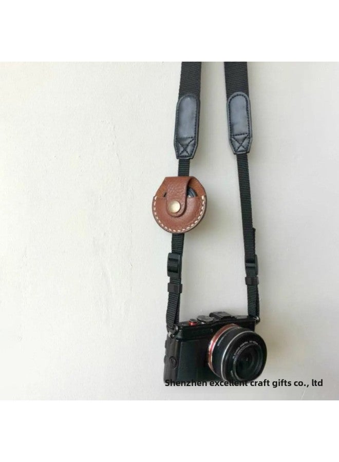 Digital Camera Lens Cover Protective Cover PU Leather Portable Lens Cover Hanging Type Photo Dust Filter Cover Protective Cover-Color:Brown  - Image 2