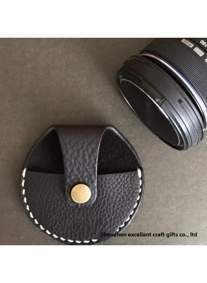 Digital Camera Lens Cover Protective Cover PU Leather Portable Lens Cover Hanging Type Photo Dust Filter Cover Protective Cover-Color:Brown  - Image 4