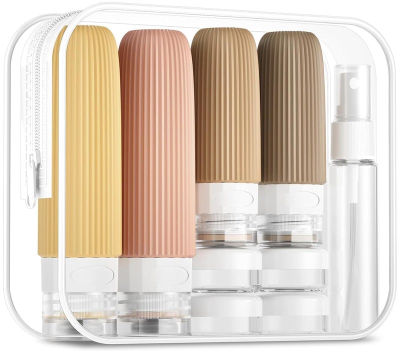 Lyrovo 16 Pack Travel Bottles Set TSA Approved Leak Proof Silicone Squeezable Containers for Toiletries Refillable Travel Accessories for Conditioner Shampoo Lotion & Body Wash (Apricot) - Image 1