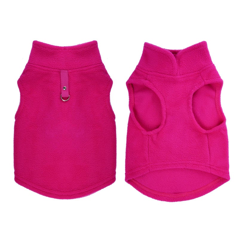 Rbenxia 1 Piece of Rose Red Dog Sweater with Leash Ring Soft Fleece Vest Dog Pullover Warm Jacket Pet Dogs Clothes Winter Dogs Outfits for Small Puppy Cat Pets - Image 3