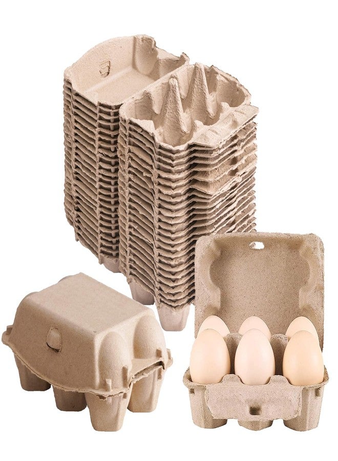 vwpvdeeg 30 Pack Half Dozen Egg Cartons, Blank Natural Pulp Egg Carton Bulk 6 Count for Chicken Eggs and Duck Eggs, Reusable, Protects, Egg Storage Containers for Home Kitchen and Farmhouse (30 PCS 6 Count) - Image 1