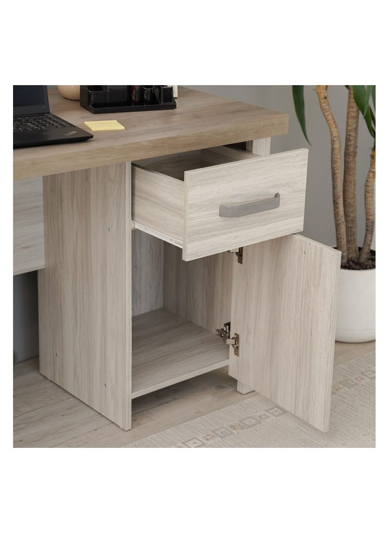 DANUBE HOME Olivos طاولة كمبيوتر مكتب مكتب محطة عمل حديثة للكمبيوتر المحمول طاولة ألعاب خشبية طاولة دراسة للمنزل وغرفة المعيشة وغرفة النوم 120 × 60 × 75 سم رمادي رمادي / بلوط  - Image 4